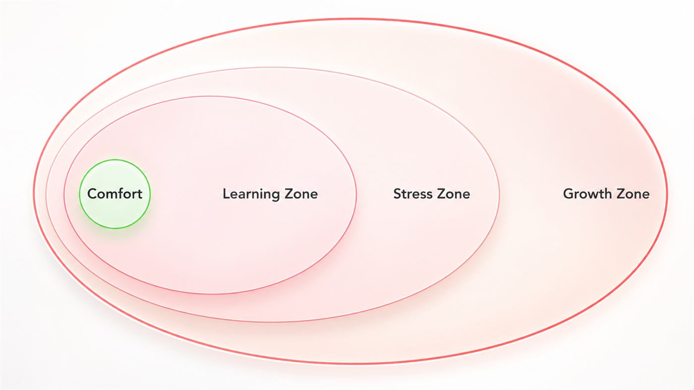 Comfort, Learning, Stress und Growth Zone